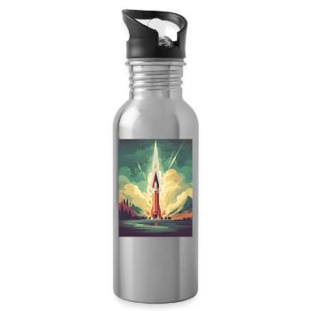 Rocket Launch - Trinkflasche mit integriertem Trinkhalm - Lightsilver - Rechts