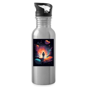 Spacewalk Astronaut - Water bottle with straw - silver - Right