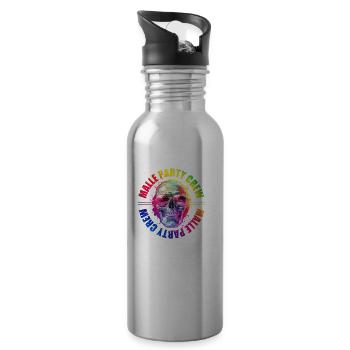 Malle Party Crew Skelett Mallorca - Trinkflasche mit integriertem Trinkhalm - Lightsilver - Rechts