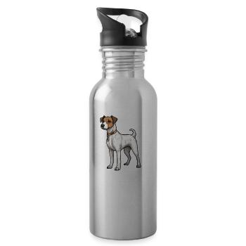 Jack Russel Terrier Hund Tier - Trinkflasche mit integriertem Trinkhalm - Lightsilver - Rechts