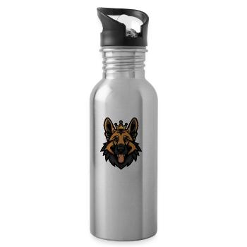 German Shepherd Dog Crown - Water bottle with straw - silver - Right