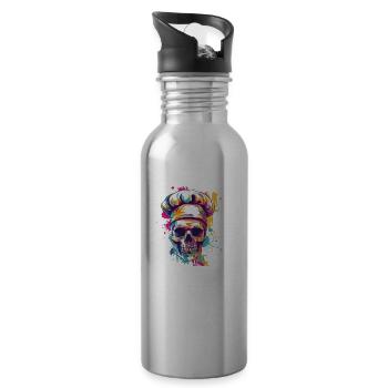 Chef Chef Skull - Water bottle with straw - silver - Right