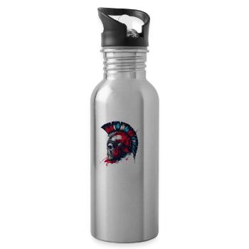 Spartaner Totenkopf Helm - Trinkflasche mit integriertem Trinkhalm - Lightsilver - Rechts