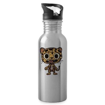 Leopard Halloween Zombie - Water bottle with straw - silver - Right