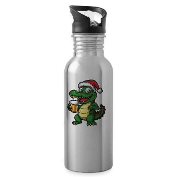 Alligator Bière de Noël Drôle - Gourde avec paille intégrée - argent clair - Droite