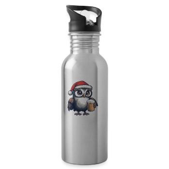 Eule Weihnachten Bier Lustig - Trinkflasche mit integriertem Trinkhalm - Lightsilver - Rechts