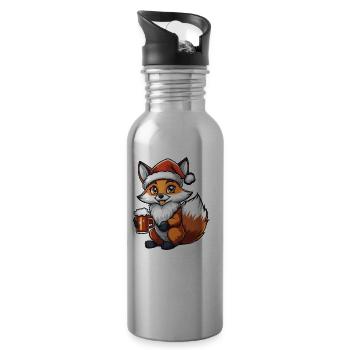 Fuchs Weihnachten Bier Lustig - Trinkflasche mit integriertem Trinkhalm - Lightsilver - Rechts
