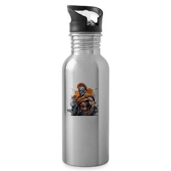 Spartaner Muskeln Gladiator Gym - Trinkflasche mit integriertem Trinkhalm - Lightsilver - Rechts