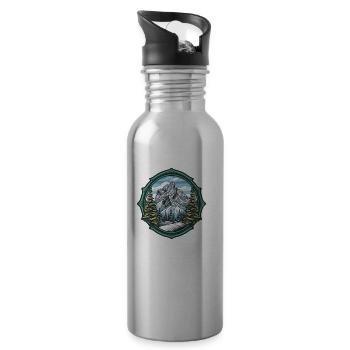 Alps Ski Mountains - Water bottle with straw - silver - Right