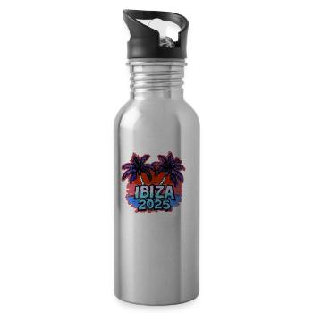Ibiza 2025 Urlaub - Trinkflasche mit integriertem Trinkhalm - Lightsilver - Rechts