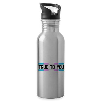 True to you - Transgender Queer LGBTIQ+ Pride - Trinkflasche mit integriertem Trinkhalm - Lightsilver - Rechts