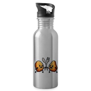Chicken Nuggets Funny Nuggets Image - Water bottle with straw - silver - Right