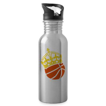 Basketball Krone Crown Couronne - Trinkflasche mit integriertem Trinkhalm - Lightsilver - Rechts