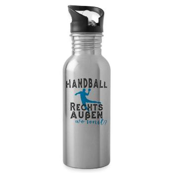 Handball Rechtsaußen - Trinkflasche mit integriertem Trinkhalm - Lightsilver - Rechts