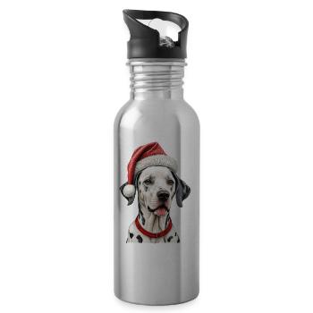 Christmas dalmatian dog - Water bottle with straw - silver - Right