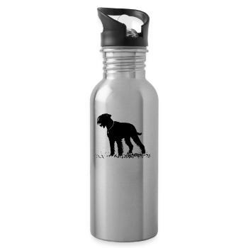 Riesenschnauzer / Schnauzer Hunde Design Geschenk - Trinkflasche mit integriertem Trinkhalm - Lightsilver - Rechts