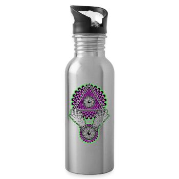 Neon Illuminati Pyramide neongrün - Schwarzlicht - Trinkflasche mit integriertem Trinkhalm - Lightsilver - Rechts