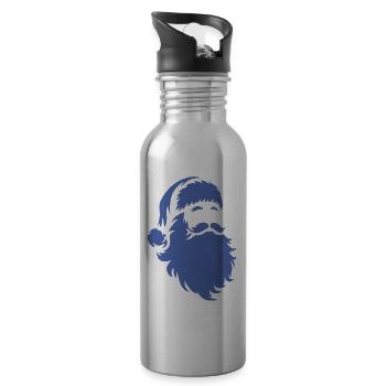 Santa Claus Silhouette: Christmas Magic - Water bottle with straw - silver - Right