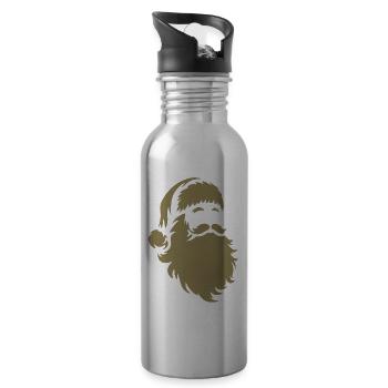 Santa Claus Silhouette: Christmas Magic - Water bottle with straw - silver - Right