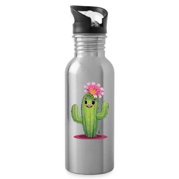 Kein Umarmer Lustiger Kaktus Sarkastisch - Trinkflasche mit integriertem Trinkhalm - Lightsilver - Rechts