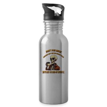 Knochentrockener Kaffee - Trinkflasche mit integriertem Trinkhalm - Lightsilver - Rechts
