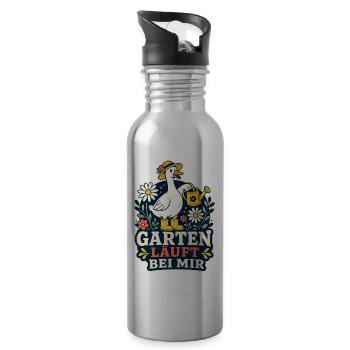Garten läuft bei mir – Garten-Gans - Trinkflasche mit integriertem Trinkhalm - Lightsilver - Rechts