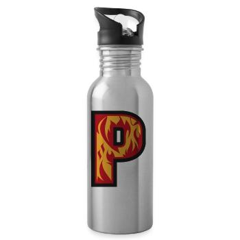 Buchstabe P mit Flammen - Buchstabe mit Feuer 🔥 - Trinkflasche mit integriertem Trinkhalm - Lightsilver - Rechts