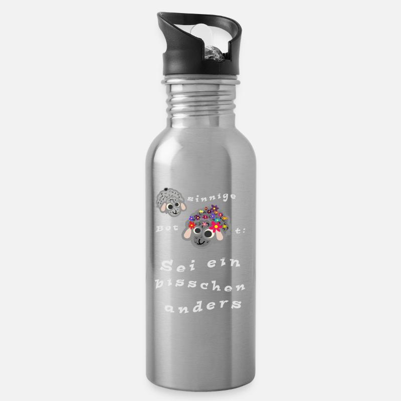 Sei ein bisschen anders - Trinkflasche mit integriertem Trinkhalm - Lightsilver