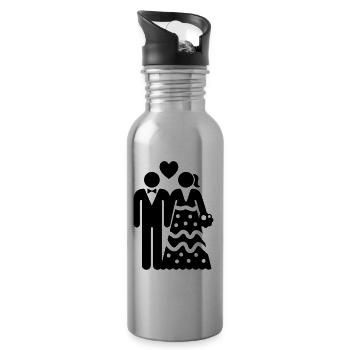 Couple Wedding Bridal Couple - Water bottle with straw - silver - Right