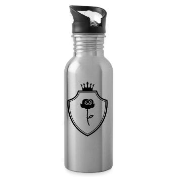 Rose Wappen - Trinkflasche mit integriertem Trinkhalm - Lightsilver - Rechts