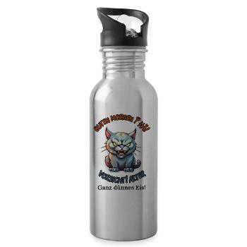 Good morning? Huh! Beware of old very thin ice - Water bottle with straw - silver - Right