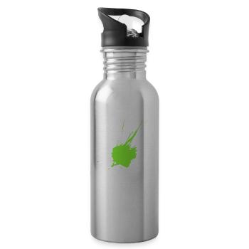Color blot neon green - Water bottle with straw - silver - Right