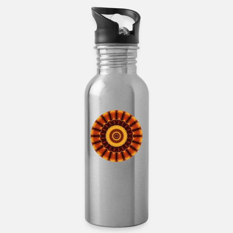 Mandala - Trinkflasche mit integriertem Trinkhalm - Lightsilver