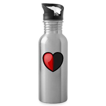 Rollenspiel-Herz: Halb voll - Trinkflasche mit integriertem Trinkhalm - Lightsilver - Rechts