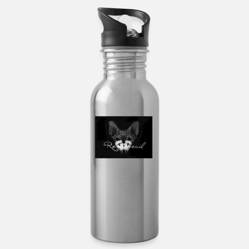 Sphynx Katze Dunkek - Trinkflasche mit integriertem Trinkhalm - Lightsilver