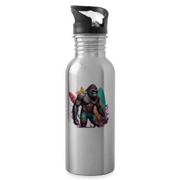 Surfing Gorilla - Trinkflasche mit integriertem Trinkhalm - Lightsilver - Rechts