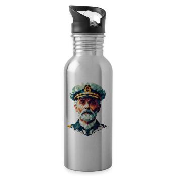 Portrait Captain Edward Smith Polygon Art - Water bottle with straw - silver - Right