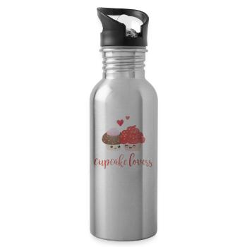 amoureux des cupcakes amoureux - Gourde avec paille intégrée - argent clair - Droite