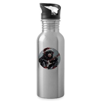 Monkey Christmas Rocker Guitar - Water bottle with straw - silver - Right