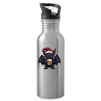 Chauve-souris Noël bière drôle - Gourde avec paille intégrée - argent clair - Droite