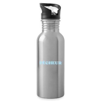 futur pecheur comme papy humour peche garçon drole - Gourde avec paille intégrée - argent clair - Droite