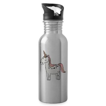Einhorn - Trinkflasche mit integriertem Trinkhalm - Lightsilver - Rechts