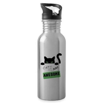CATS ARE JUST AWESOME - Water bottle with straw - silver - Right