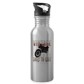 Moto Vintage Motards Motard Anniversaire 2005 - Gourde avec paille intégrée - argent clair - Droite