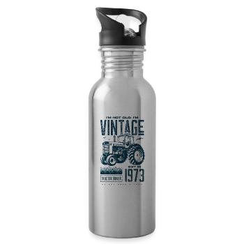 Vintage Traktor Landwirt Geburtstag geboren 1973 - Trinkflasche mit integriertem Trinkhalm - Lightsilver - Rechts