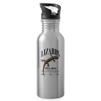 Tokay Gecko Streetwear Eidechsenwärter - Trinkflasche mit integriertem Trinkhalm - Lightsilver - Rechts