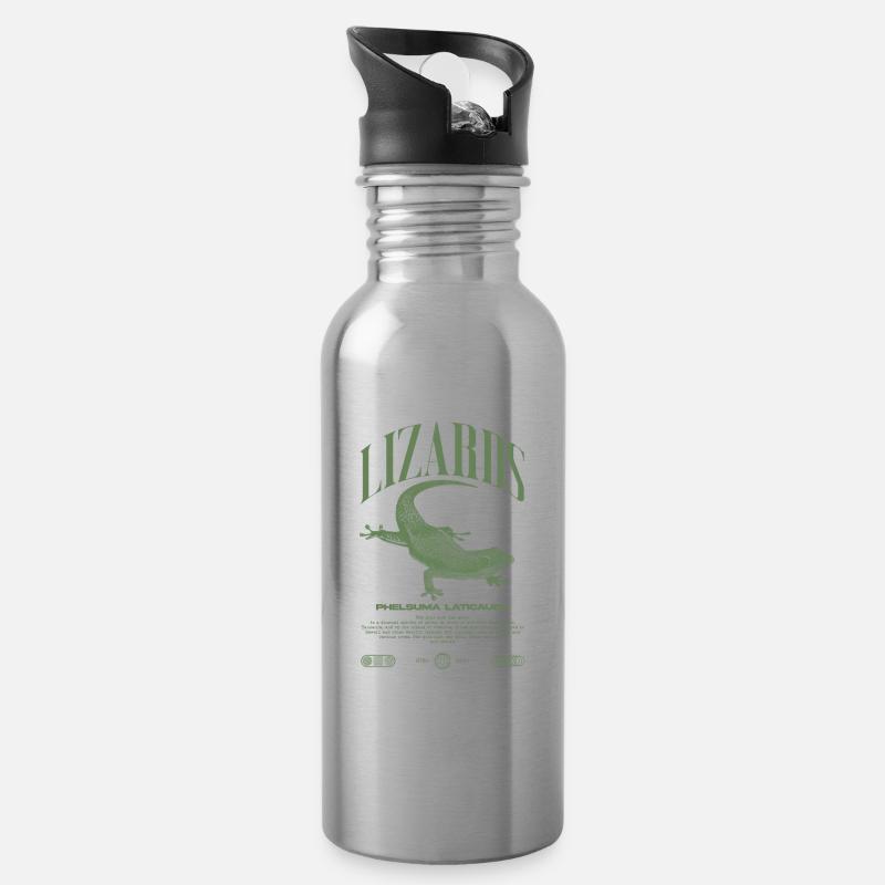 Phelsuma laticauda Tagesgecko Eidechsenpfleger - Trinkflasche mit integriertem Trinkhalm - Lightsilver