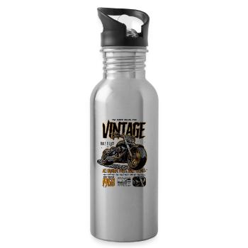 Motorcycle Bikers Motorbike Birthday Born In 1968 - Water bottle with straw - silver - Right
