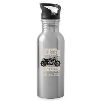 Cafe Racer Motorrad Geburtstag Biker Jahrgang 2013 - Trinkflasche mit integriertem Trinkhalm - Lightsilver - Rechts