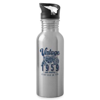 Oldtimer Traktor Farmer Geburtstag Jahrgang 1959 - Trinkflasche mit integriertem Trinkhalm - Lightsilver - Rechts